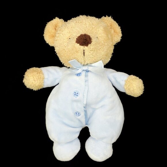 Carter's Tan Bear Blue Sleeper Sewn Buttons 2007 Stuffed Plush Lovey - Picture 1 of 3